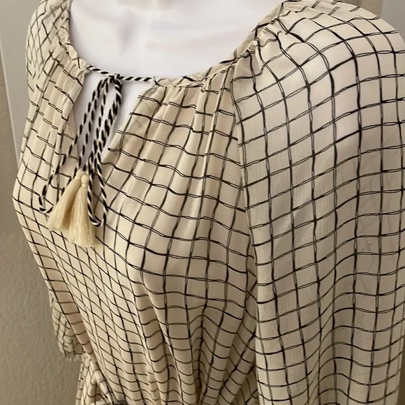 Melloday beige black plaid layered dress size S new with tag - Picture 7 of 16